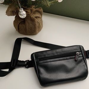 Black leather fanny pack bag